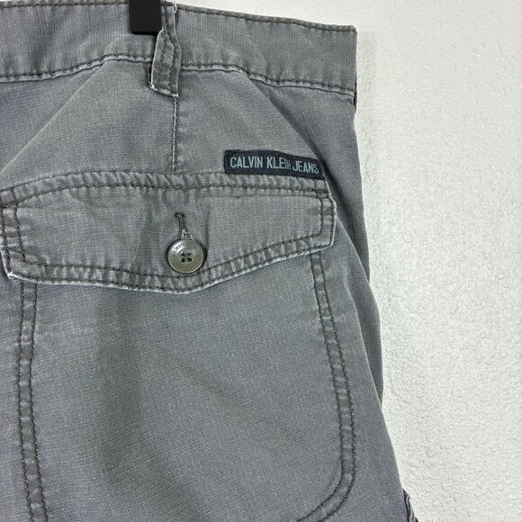 Y2K Calvin Klein Jeans Cargo Shorts Mens 38 Gray Ripstop Utility Streetwear - Picture 4 of 8
